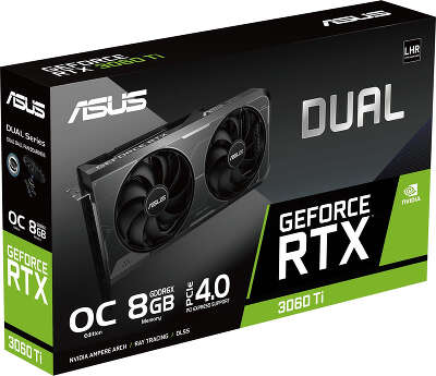 Видеокарта ASUS NVIDIA nVidia GeForce RTX 3060Ti DUAL-RTX3060TI-O8GD6X 8Gb DDR6X PCI-E HDMI, 3DP