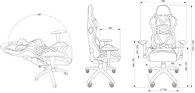 Кресло игровое Cactus CS-CHR-0099BL с RGB подсветкой черный экокожа с подголов. крестов. сталь