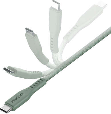 Кабель EnergEA FLOW USB-C/USB-C PD240W 5A Nanoweave Magnetic tie, 1.5 м, Green [CBL-FLCC-GRN150M]