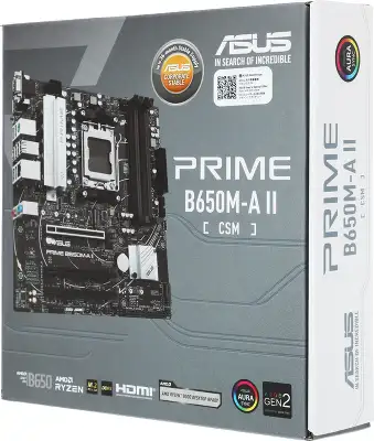 Материнская плата Asus PRIME B650M-A II-CSM SocketAM5 AMD B650 4xDDR5 mATX AC`97 8ch(7.1) 2.5Gg RAID+VGA+HDMI+DP