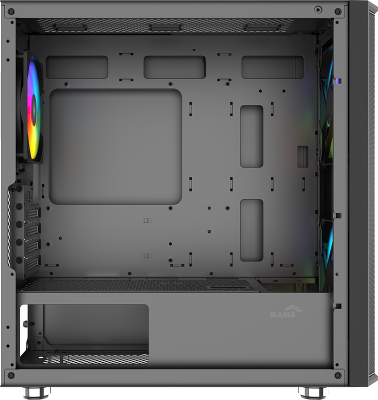Корпус ПК без блока питания/ Case SAMA S30 Black, Midi-Tower, TG, 2x140mm + 1x120mm ARGB, 1xUSB 3.0 + 1xUSB 3.1 Type-C, mATX, mITX Black