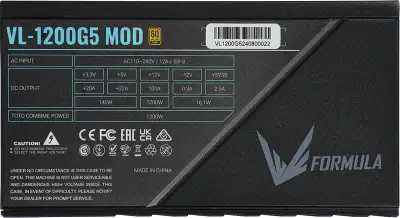 Блок питания Formula ATX 1200W VL-1200G5 MOD Gen.5 80+ gold (20+4pin) APFC 140mm fan lt.blue LED 7xSATA Cab Manag RTL