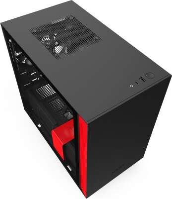 Корпус NZXT H210 Black/red, черный, mini-ITX, Без БП (CA-H210B-BR)