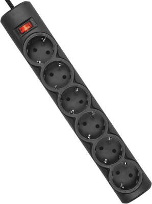 Сетевой фильтр Defender DFS-151, 6-розеток, 1.8м, черный