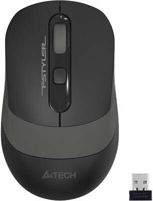 A-4Tech Мышь Fstyler FG10S черный/серый оптическая (2000dpi) беспроводная USB [1204030]