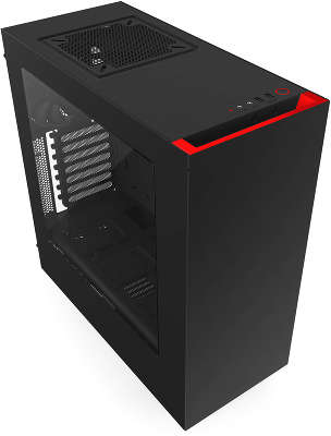 Корпус NZXT S340 черный/красный w/o PSU ATX 3x120mm 3x140mm 2xUSB3.0