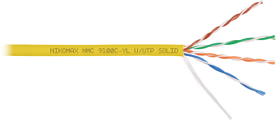 Кабель NIKOMAX U/UTP 4 пары, Кат.5e (Класс D), тест по ISO/IEC, 100МГц, одножильный, BC (чистая медь), 24AWG (0,52мм), полимерный материал нг(А)-HF, внутренний, зеленый, 305м - гарантия: 15 лет / 25 лет системная