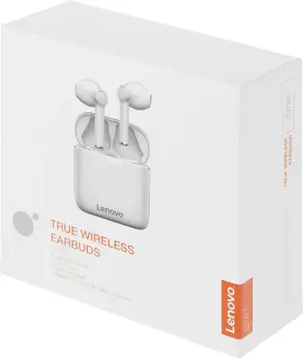 Гарнитура вкладыши Lenovo QT83 белый беспроводные bluetooth в ушной раковине