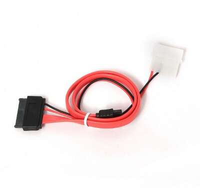 Кабель Cablexpert CC-SATA-C2 Combo Slim(mini) SATA molex+SATA / SATA, 15pin+7pin, (длина инт - 35см, питание - 30см)