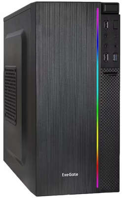 Корпус MINITOWER mATX W/PSU 2xUSB+USB3.0 HD аудио черный с RGB подсветкой mEVO-9302 EX287882RUS EXEGATE