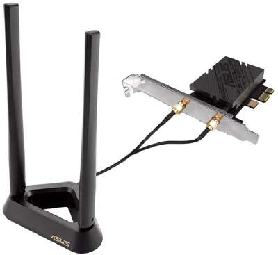 Сетевой адаптер ASUS PCE-BE92BT, Wi-Fi 7 + Bluetooth,  PCI-E, (802.11be), 2.4/5/6 ГГц,  антенна - внешняя