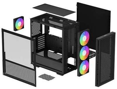 Корпус MidiTower Deepcool CH560 black (ATX, без БП, ARGB, USB3.2 Type-A+USB3.2 Type-C) (R-CH560-BKAPE4-G-1)