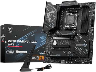 Материнская плата MSI X870 GAMING PLUS WIFI X870, AM5, 4*DDR5, 4*PCIEx16, 3*M.2, 2*TypeC, 2*USB3.2Gen2, 4*USB3.2Gen1, 8*USB2.0, 4*SATA3.0, 5G, 1*Type-C(DP), HDMI, ATX, RTL