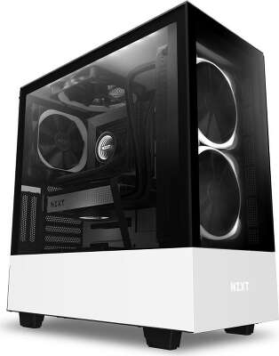 Корпус NZXT H510 Elite White/black, белый, ATX, Без БП (CA-H510E-W1)