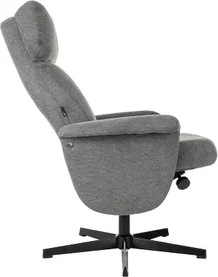 Кресло для дома Бюрократ _Baron с пуфом серый металл черный крестов. (_BARON/GREY)