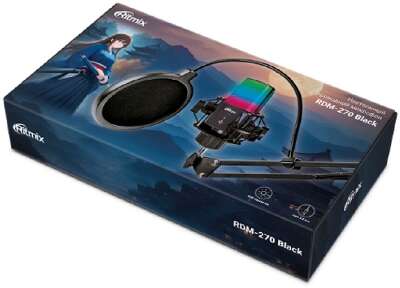 RITMIX RDM-270 Black {подключение XLR- jack3,5 мм; размеры микрофона: 5 * 15,5 * 3,8 см}