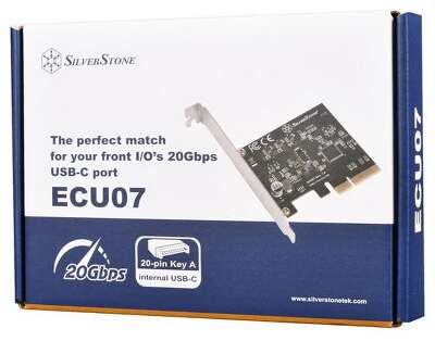 Контроллер Silverstone G56ECU070000010 SuperSpeed USB 20Gbps / internal USB-C Key-A 3.2 Gen 2x2 PCIe expansion card