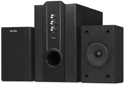 SVEN SPS-820,черная кожа/черный {2.1, 2 сат. + сабвуфер,18 Вт + 2 х 10 Вт (RMS) ,усил.- 20-20000 Гц}