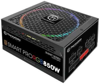 Блок питания Thermaltake ATX 850W SMART PRO RGB 80+ bronze (20+4pin) APFC 140mm fan color LED 9xSATA Cab Manag RTL