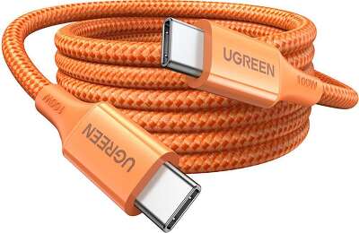 Кабель UGREEN L502 (95493) USB-C to USB-C PD Fast Charging Braided Cable 5A Max. Длина: 1м. Цвет: оранжевый