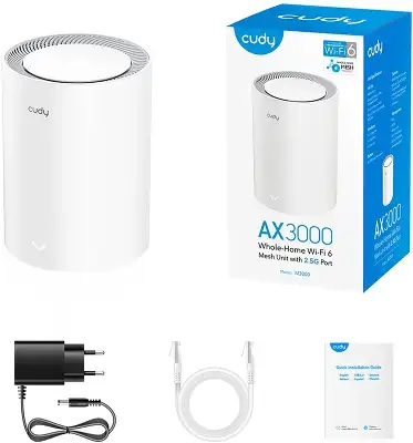 Бесшовный Mesh роутер Cudy M3000 (M3000(1-PACK) WHITE) AX3000 10/100/1000/2500BASE-T белый