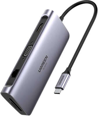 Адаптер Ugreen CM179 Multifunctional Adapter USB-C, Grey [70490]