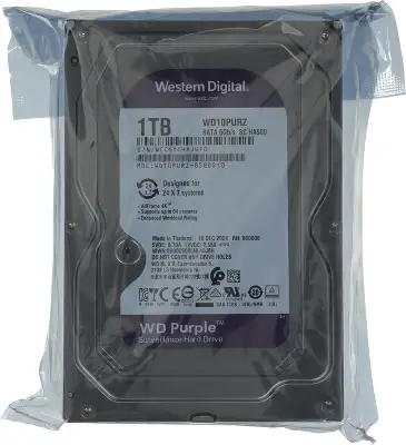 Жесткий диск WD SATA-III 1Tb WD10PURZ Surveillance Purple (5400rpm) 64Mb 3.5