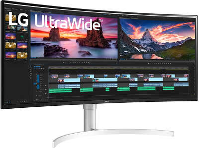 Монитор LG 38" UltraWide 38WN95C-W белый IPS LED 21:9 HDMI M/M матовая HAS Piv 450cd 178гр/178гр 3840x1600 144Hz G-Sync DP UW USB 8.32кг