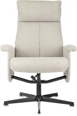 Кресло для дома Бюрократ _Baron с пуфом бежевый металл черный крестов. (_BARON/BEIGE)