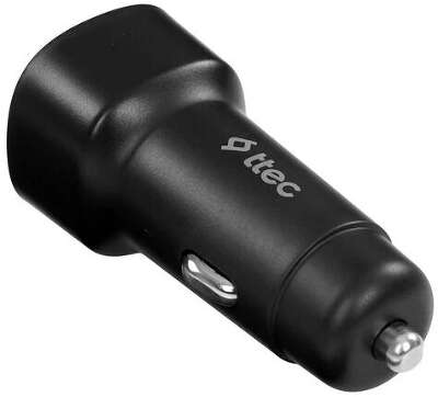 Автомобильное зарядное устройство USB-A c кабелями Lightning и USB-C. Цвет: черный