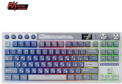 Классическая TKL (80%) механическая клавиатура Royal Kludge RK M87 - 3 типа подключения, 87 клавиш, Gasket Mount, профиль PBT Cherry, цвет Ocean Blue, переключатели RK Cream