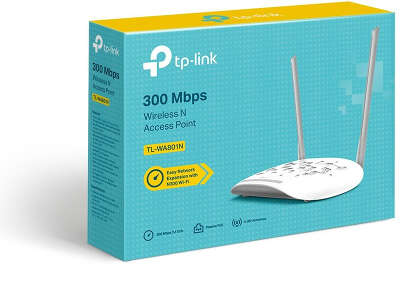 Точка доступа TP-LINK TL-WA801N, LAN: 1x100 Мбит/с, 802.11b/g/n, 2.4 ГГц, до 300 Мбит/с