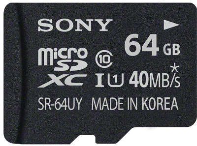 Карта памяти 64 Гб Micro SDXC Sony Class 10, с адаптером [SR64UYAT]