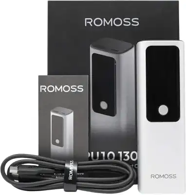 Мобильный аккумулятор Romoss PPU10 10000mAh QC/PD 130W 5A USB-A/USB-C серебристый/черный (1746858)