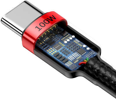 Кабель Baseus Cafule PD2.0 100W USB-C to USB-C, 2 м, Black/Red [CATKLF-AL91]