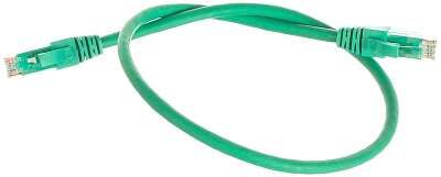 Коммутационный шнур NIKOMAX U/UTP 4 пары, Кат.5е (Класс D), 100МГц, 2хRJ45/8P8C, T568B, заливной, с защитой защелки, многожильный, BC (чистая медь), 24AWG (7х0,205мм), поливинилхлорид, зеленый, 0,5м