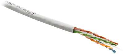 Кабель Hyperline UUTP4R-C6-S23-IN-LSZH-GY-305 (305 м) Кабель витая пара, неэкранированный U/UTP, категория 6, 4 пары 23 AWG, 4х2х0,57 мм, однопроволочные жилы, LSZH, нг(А)-HF, внутренний -20°C – +60°C, серый, системная гарантия 25 лет