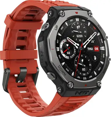 Смарт-часы Amazfit T-Rex 3 A2323 48.5мм 1.5" AMOLED корп.темно-серый рем.красный разм.брасл.:145-210мм (6970100374940)