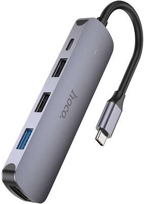 Разветвитель USB-C Hoco HB27 4порт. серый