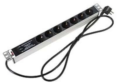 REM Блок розеток Rem-16 с фил. и инд., 7 Shuko, 16A, алюм., 19", шнур 1,8 м. (R-16-7S-FI-440-1.8 )