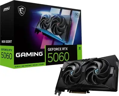 Видеокарта MSI PCI-E 5.0 RTX 5060 8G GAMING OC NVIDIA GeForce RTX 5060 8Gb 128bit GDDR7 2640/28000 HDMIx1 DPx3 HDCP Ret