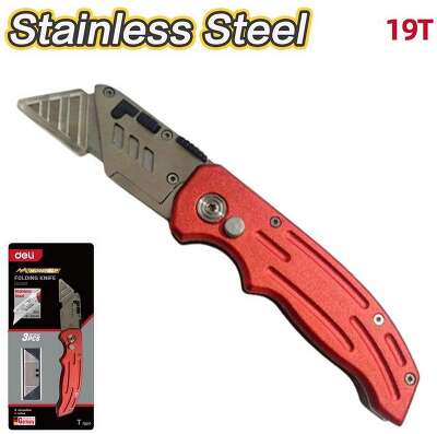 Строительный складной нож с Т-образным лезвием DL040 в комплекте 4 лезвия, сталь SK5, корпус из нержавеющей стали