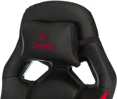 Кресло игровое Zombie DRIVER черный/красный эко.кожа с подголов. крестов. пластик