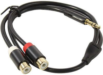 Переходник-разветвитель Vention гибкий Jack 3.5 mm M/2RCA F - 0.3 м Чёрный