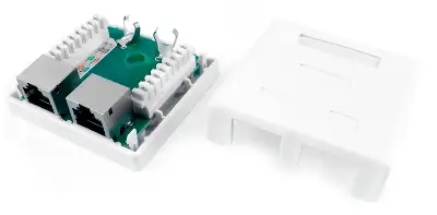 Розетка Hyperline SB1-2-8P8C-C6-SH-WH RJ45 2 кат.6 FTP бел. (упак.:1шт)