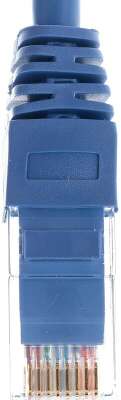 Коммутационный шнур NIKOMAX U/UTP 4 пары, Кат.5е (Класс D), 100МГц, 2хRJ45/8P8C, T568B, заливной, с защитой защелки, многожильный, BC (чистая медь), 24AWG (7х0,205мм), поливинилхлорид, синий, 0,3м