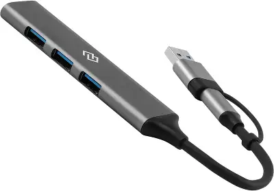 Разветвитель USB-C + USB-A Digma DHUB-4USB-AC-3.0 4порт. серебристый