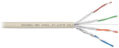 Кабель NIKOMAX U/FTP 4 пары, Кат.6a (Класс Eа), тест по ISO/IEC, 500МГц, одножильный, BC (чистая медь), 23AWG (0,58мм), полимерный материал нг(А)-LSLTx, внутренний, светло-серый, 500м - гарантия: 15 лет / 25 лет системная