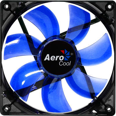 Вентилятор Aerocool Lightning 12см "Blue Edition" (синяя подсветка), 3+4 pin, 41.4 CFM, 1200 RPM, 22.5 dBA