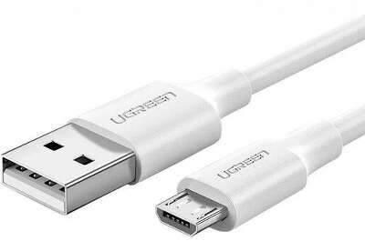 Кабель UGREEN US289 (60141) USB 2.0 A to Micro USB Cable Nickel Plating. Длина: 1м. Цвет: белый